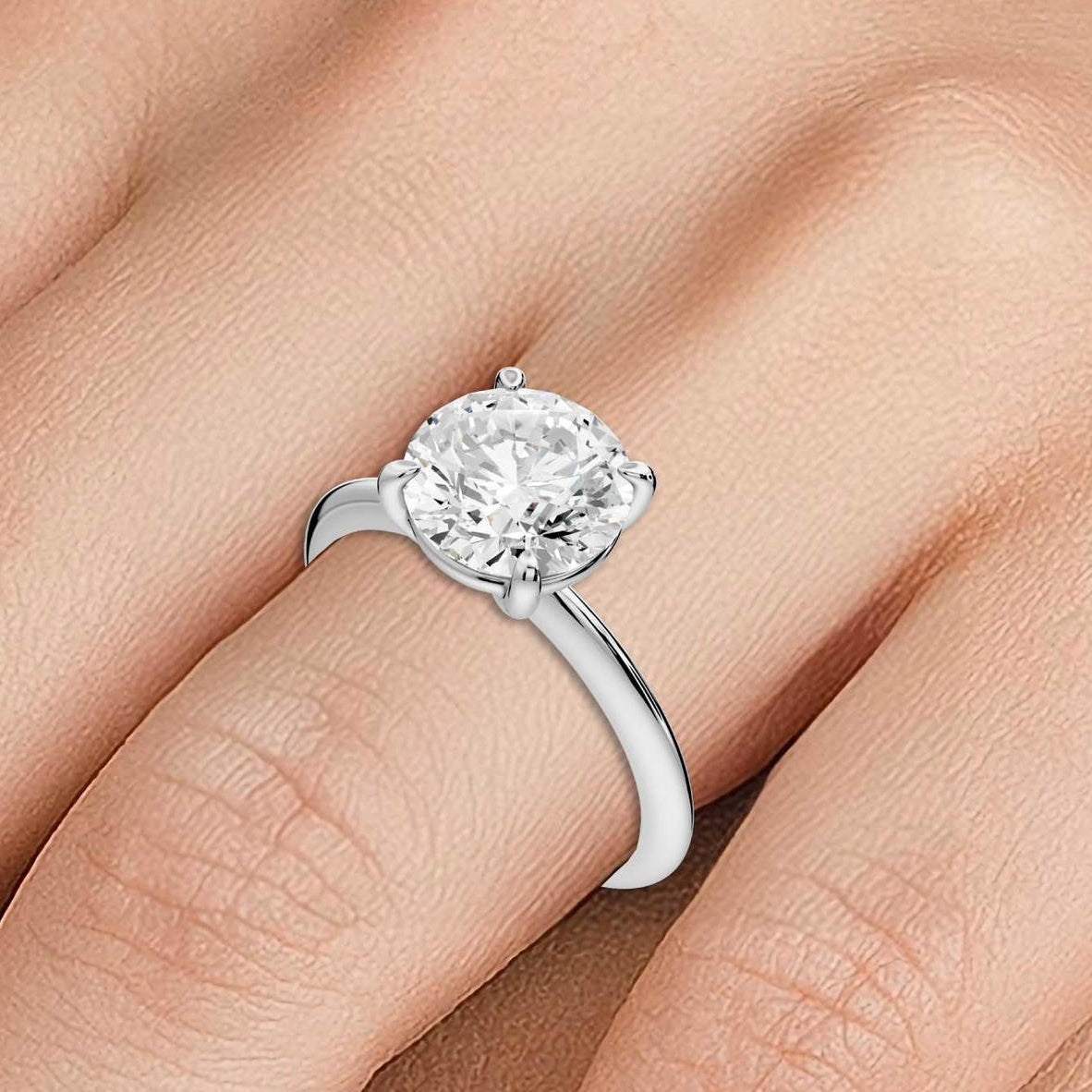 Odessa - 2ct platinum round Knife Edge Solitaire Engagement Ring - Mr. Alex Jewelry