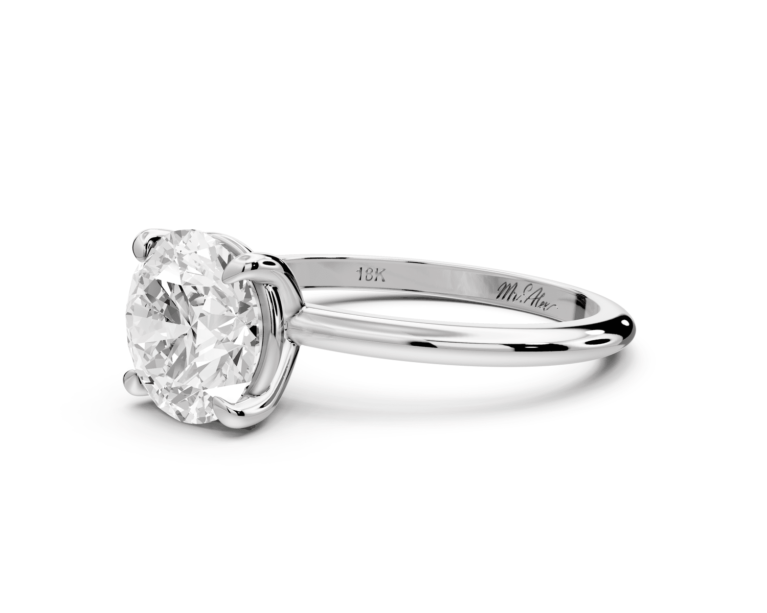Odessa - 2ct platinum round Knife Edge Solitaire Engagement Ring - Mr. Alex Jewelry