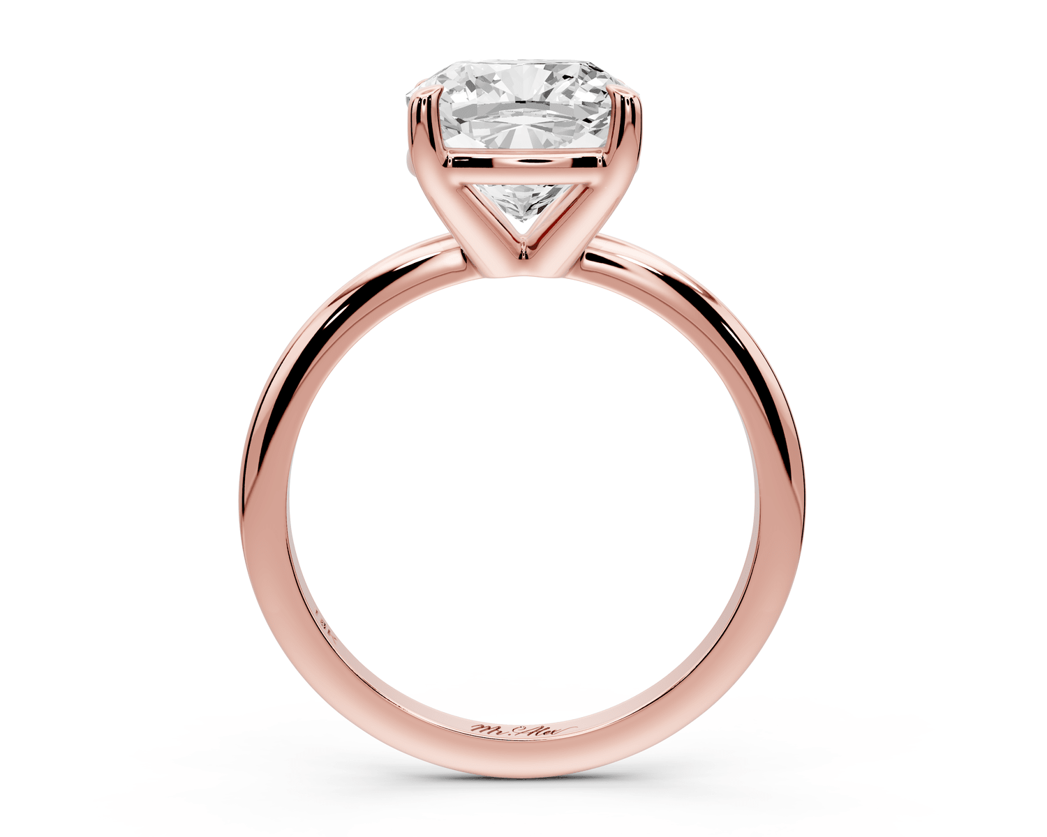 Odessa - 3ct 14k rose gold cushion Knife Edge Solitaire Engagement Ring - Mr. Alex Jewelry