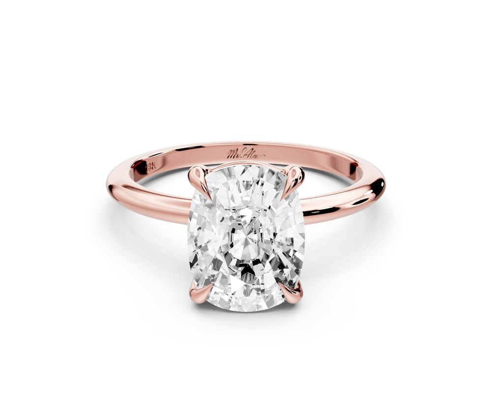 Odessa - 3ct 14k rose gold Elongated Cushion Knife Edge Solitaire Engagement Ring - Mr. Alex Jewelry