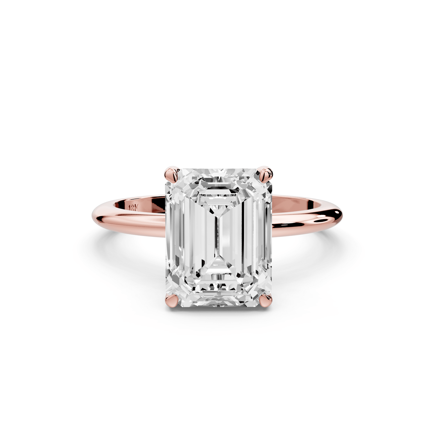 Odessa - 3ct 14k rose gold emerald Knife Edge Solitaire Engagement Ring - Mr. Alex Jewelry