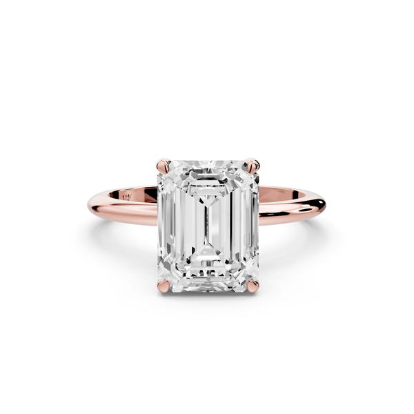 Odessa - 3ct 14k rose gold emerald Knife Edge Solitaire Engagement Ring - Mr. Alex Jewelry