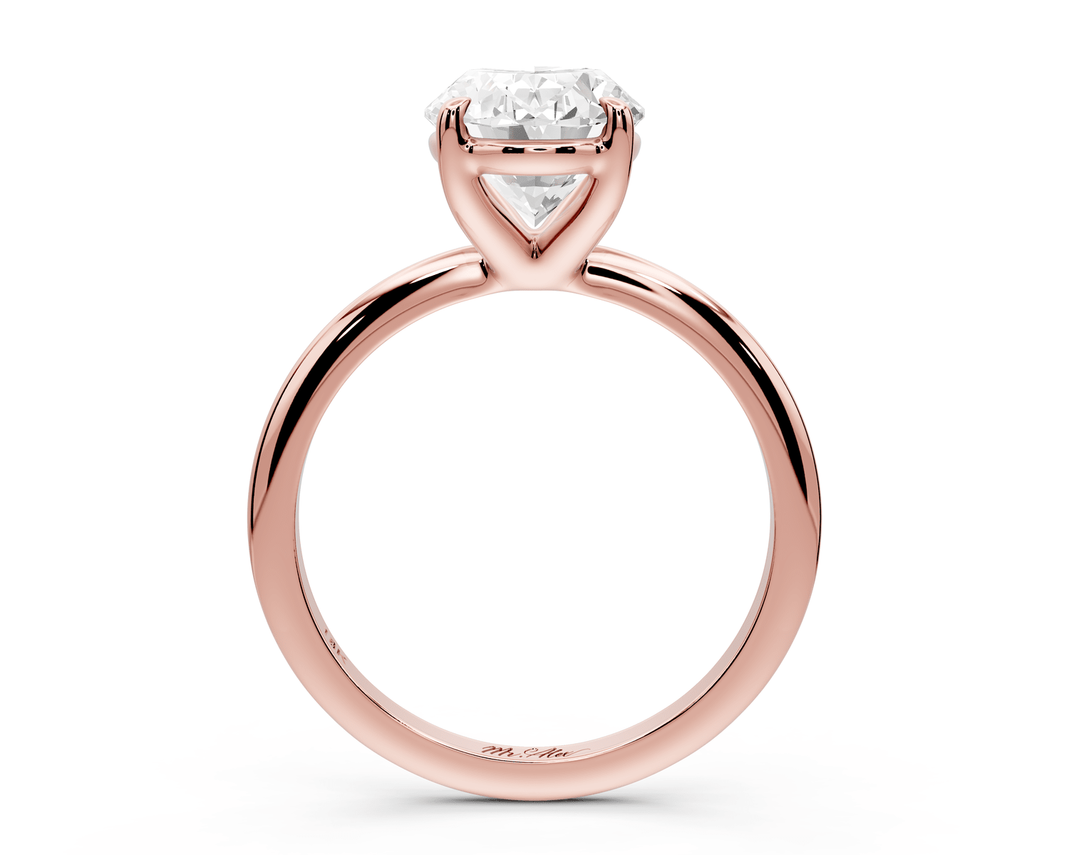 Odessa - 3ct 14k rose gold oval Knife Edge Solitaire Engagement Ring - Mr. Alex Jewelry