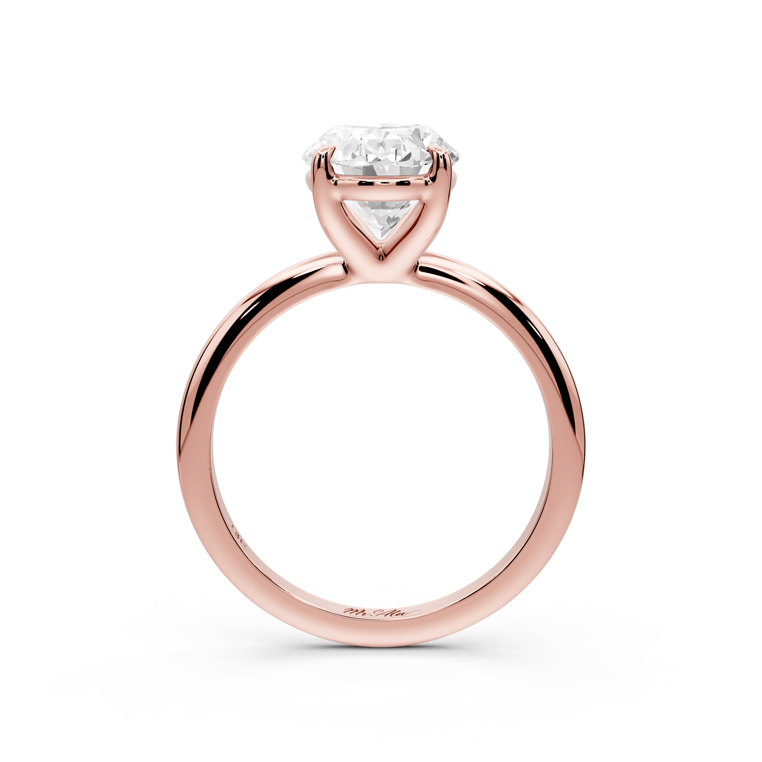 Odessa - 3ct 14k rose gold oval Knife Edge Solitaire Engagement Ring - Mr. Alex Jewelry