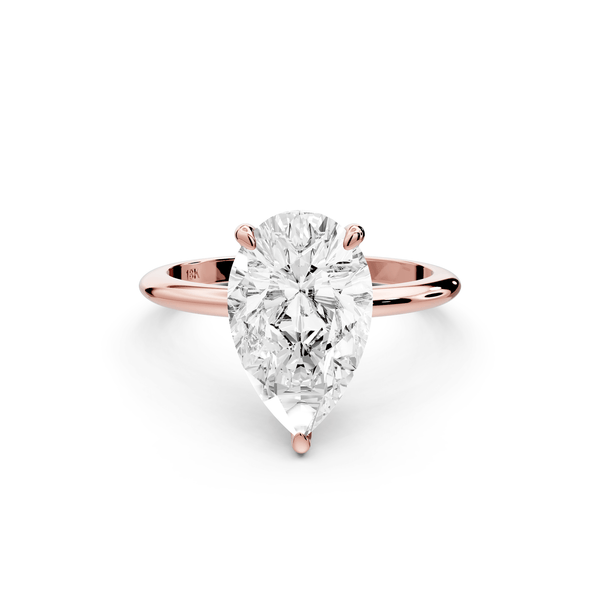 Odessa - 3ct 14k rose gold pear Knife Edge Solitaire Engagement Ring - Mr. Alex Jewelry