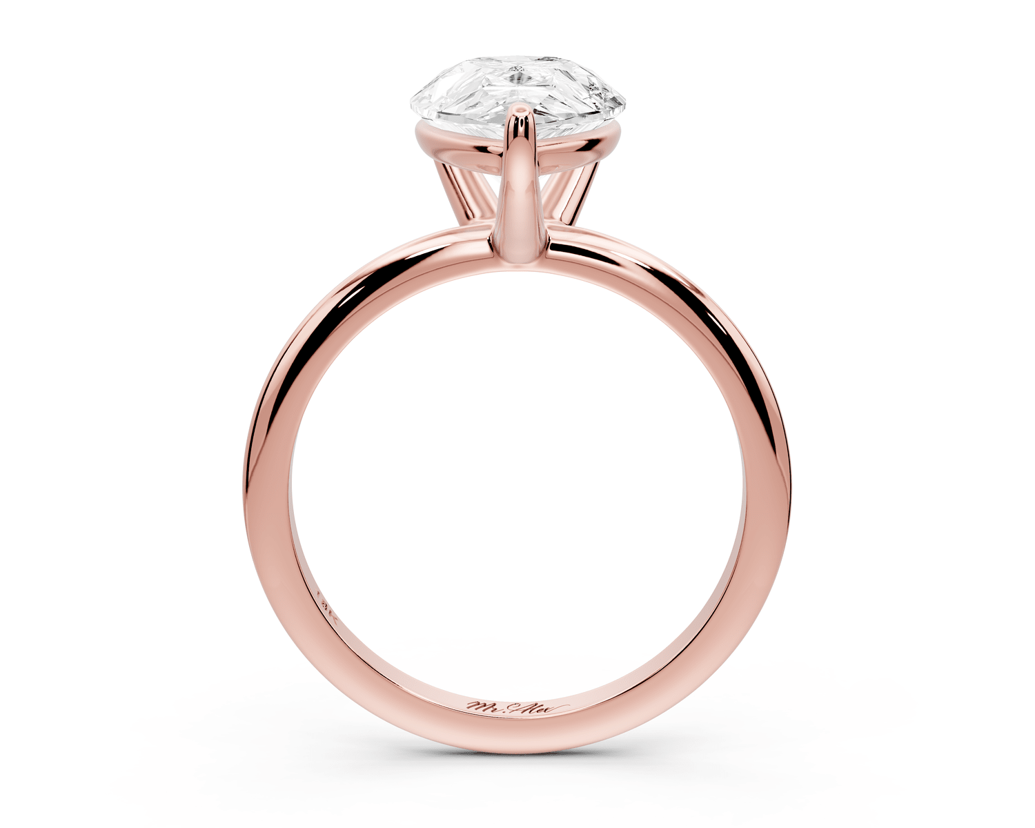Odessa - 3ct 14k rose gold pear Knife Edge Solitaire Engagement Ring - Mr. Alex Jewelry