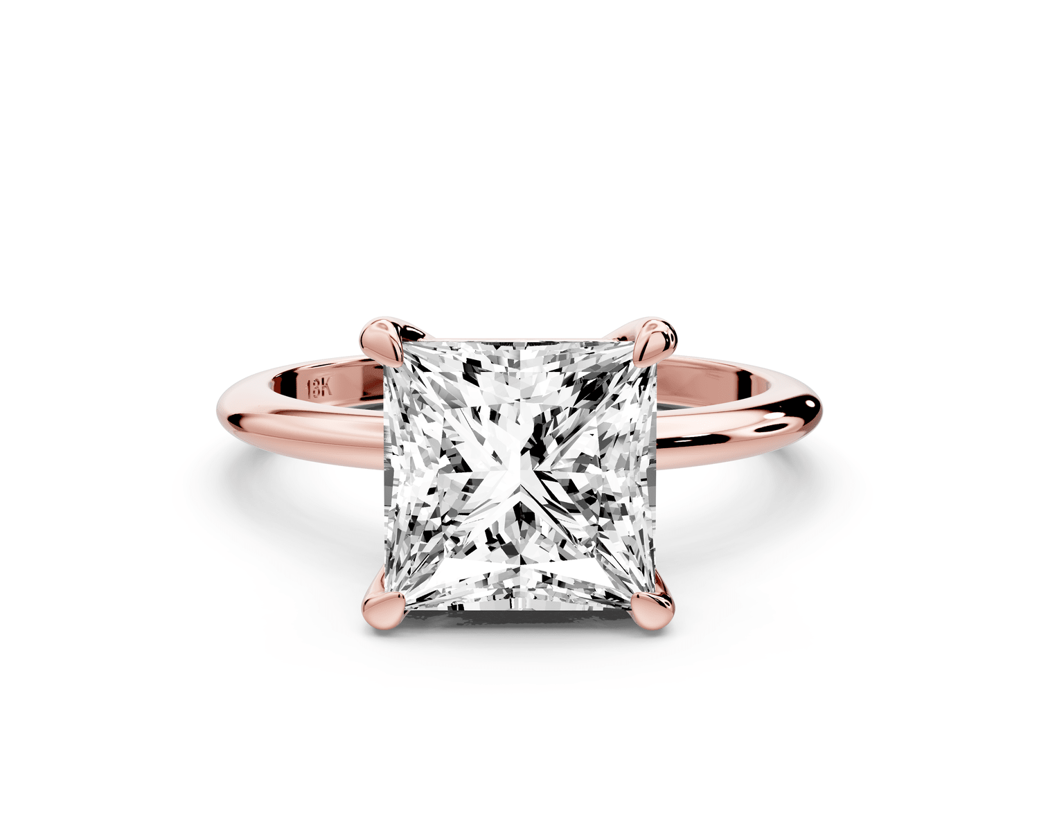 Odessa - 3ct 14k rose gold princess Knife Edge Solitaire Engagement Ring - Mr. Alex Jewelry