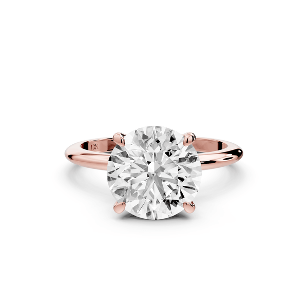 Odessa - 3ct 14k rose gold round Knife Edge Solitaire Engagement Ring - Mr. Alex Jewelry