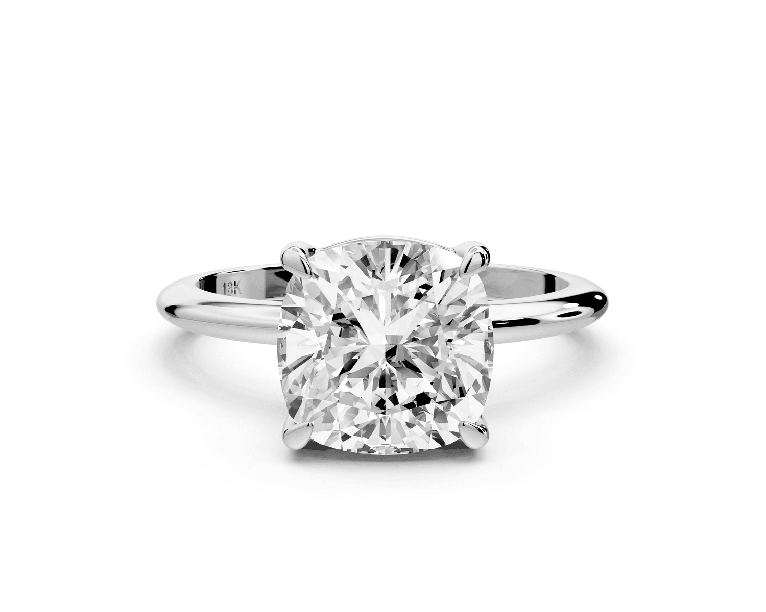 Odessa - 3ct 14k white gold cushion Knife Edge Solitaire Engagement Ring - Mr. Alex Jewelry
