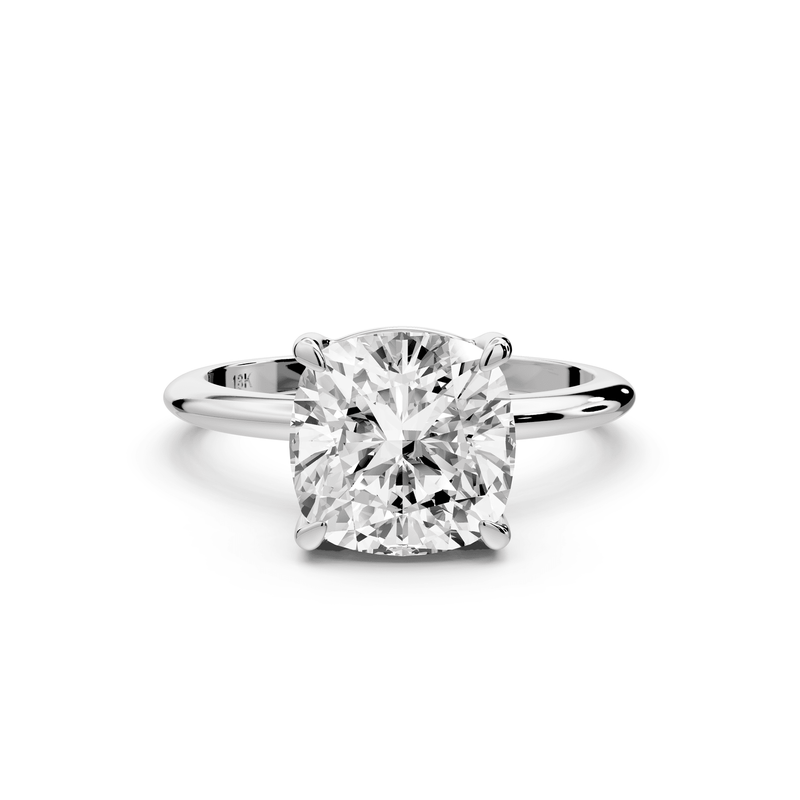 Odessa - 3ct 14k white gold cushion Knife Edge Solitaire Engagement Ring - Mr. Alex Jewelry