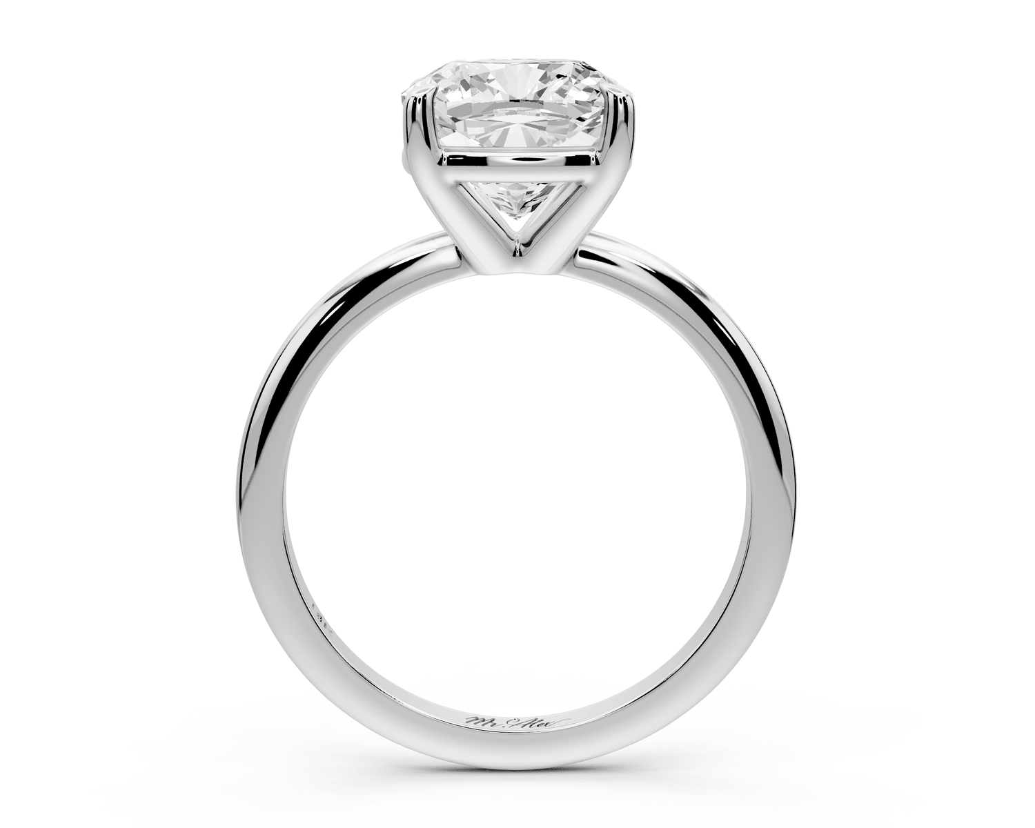 Odessa - 3ct 14k white gold cushion Knife Edge Solitaire Engagement Ring - Mr. Alex Jewelry