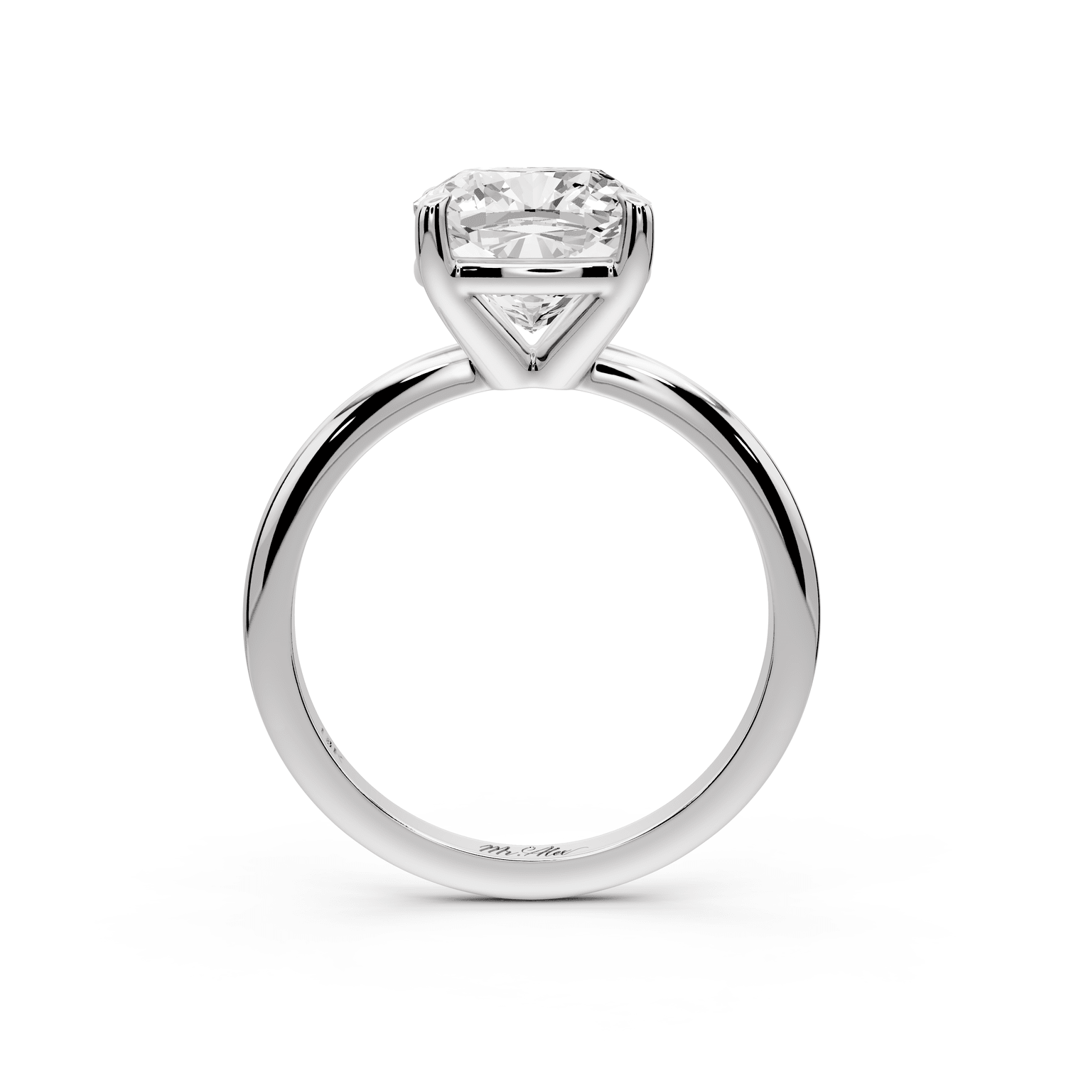Odessa - 3ct 14k white gold cushion Knife Edge Solitaire Engagement Ring - Mr. Alex Jewelry