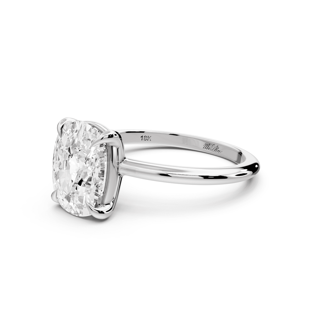 Odessa - 3ct 14k white gold Elongated Cushion Knife Edge Solitaire Engagement Ring - Mr. Alex Jewelry