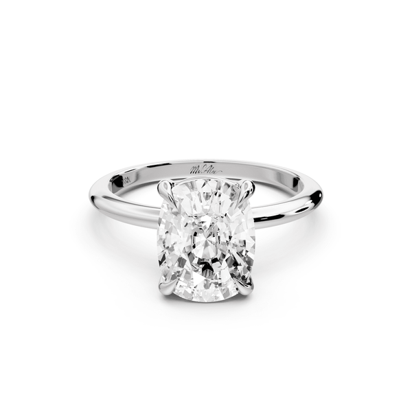 Odessa - 3ct 14k white gold Elongated Cushion Knife Edge Solitaire Engagement Ring - Mr. Alex Jewelry