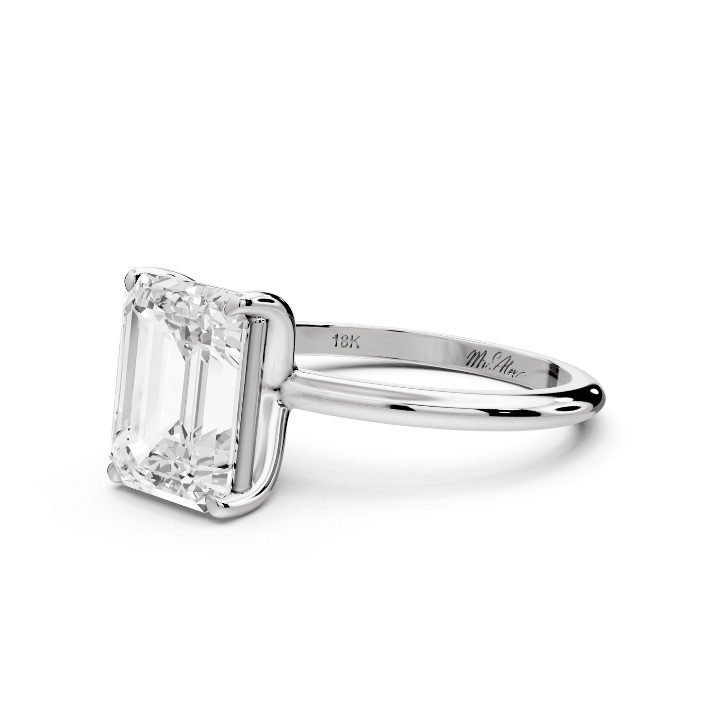 Odessa - 3ct 14k white gold emerald Knife Edge Solitaire Engagement Ring - Mr. Alex Jewelry