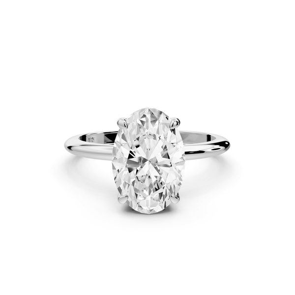 Odessa - 3ct 14k white gold oval Knife Edge Solitaire Engagement Ring - Mr. Alex Jewelry