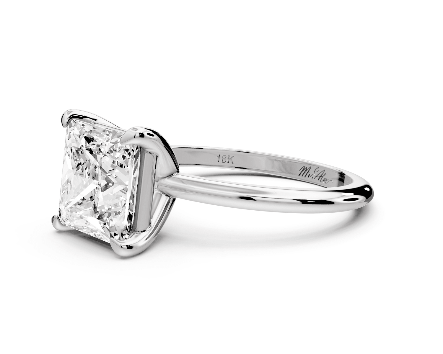 Odessa - 3ct 14k white gold princess Knife Edge Solitaire Engagement Ring - Mr. Alex Jewelry