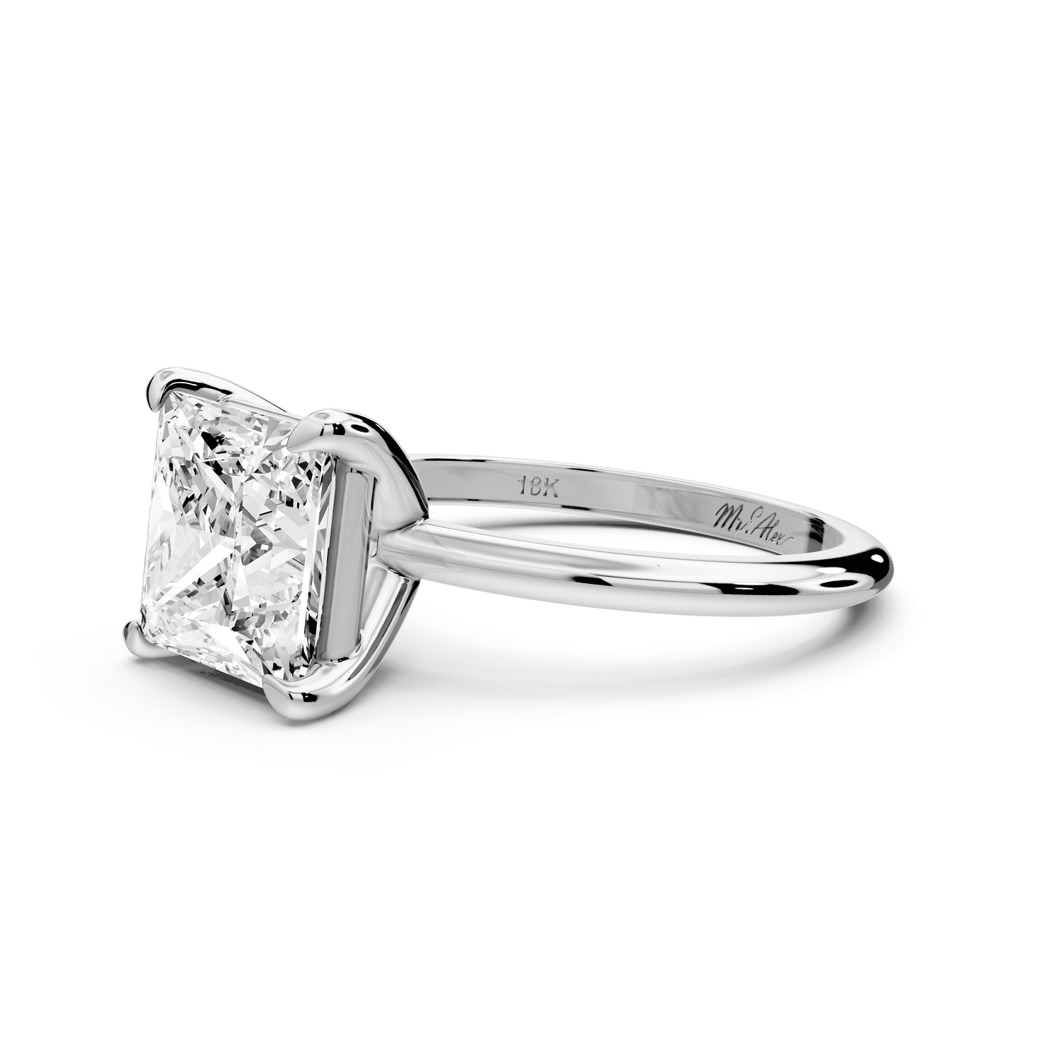 Odessa - 3ct 14k white gold princess Knife Edge Solitaire Engagement Ring - Mr. Alex Jewelry