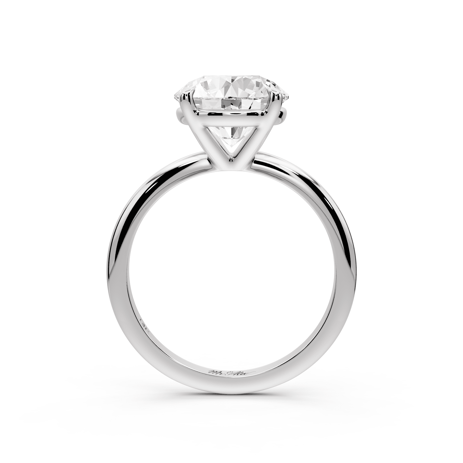 Odessa - 3ct 14k white gold round Knife Edge Solitaire Engagement Ring - Mr. Alex Jewelry