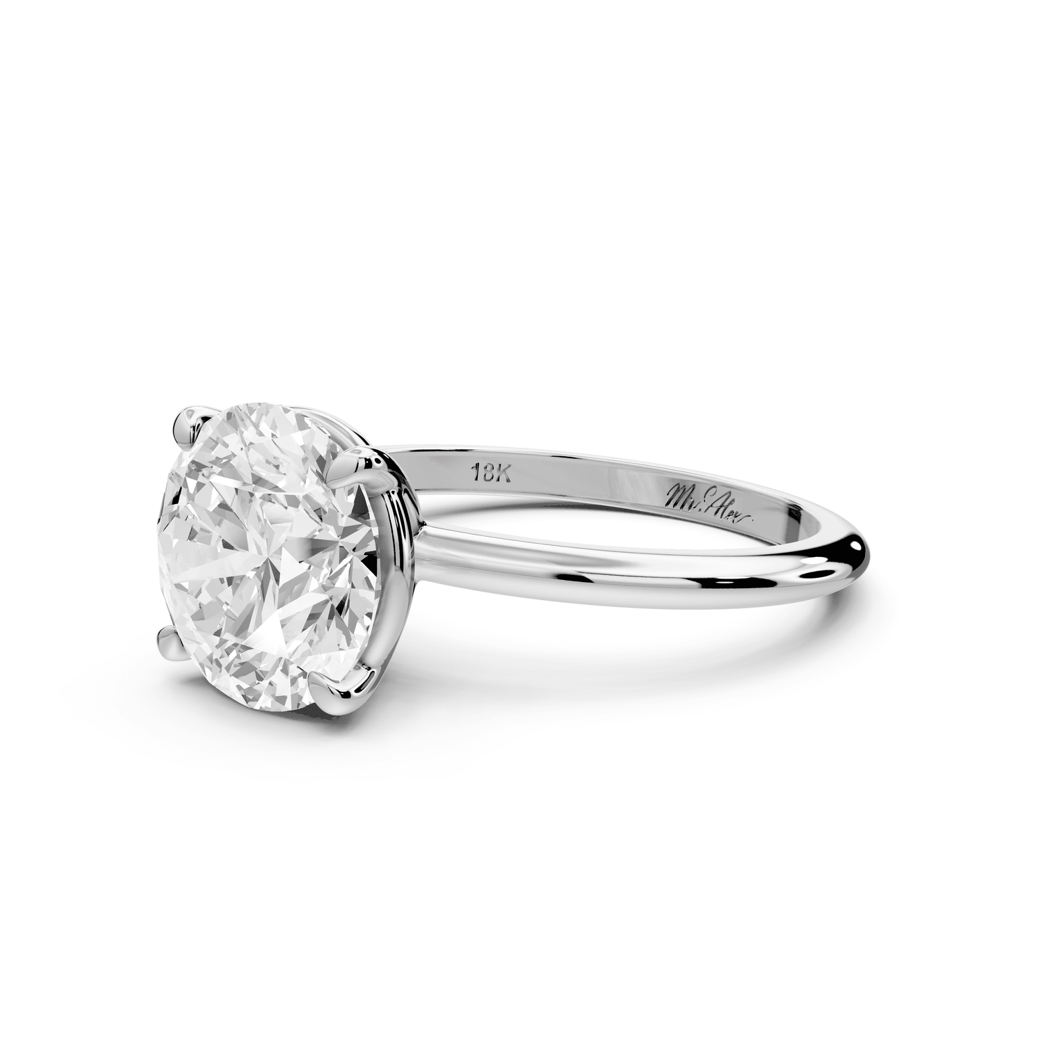Odessa - 3ct 14k white gold round Knife Edge Solitaire Engagement Ring - Mr. Alex Jewelry