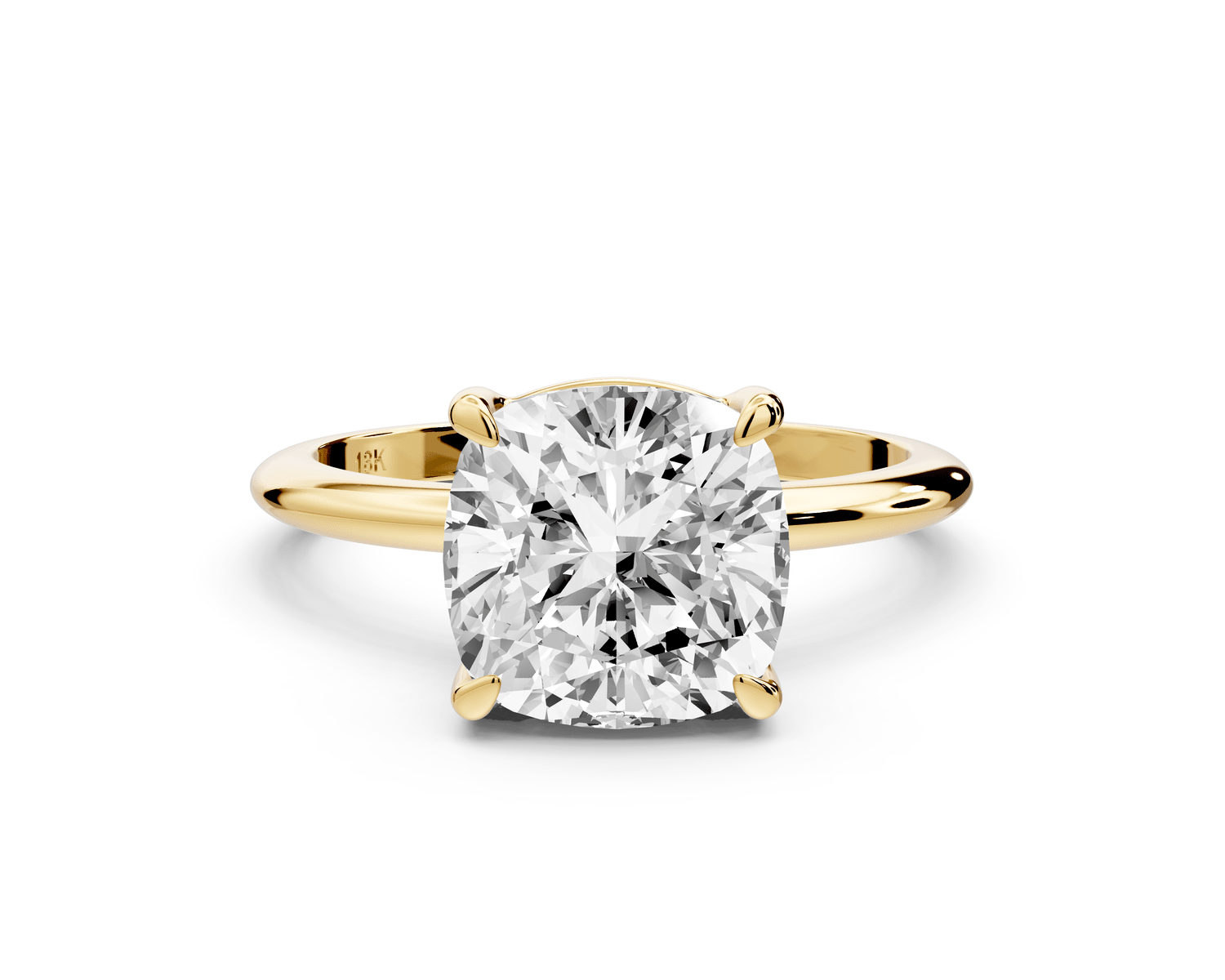 Odessa - 3ct 14k yellow gold cushion Knife Edge Solitaire Engagement Ring - Mr. Alex Jewelry