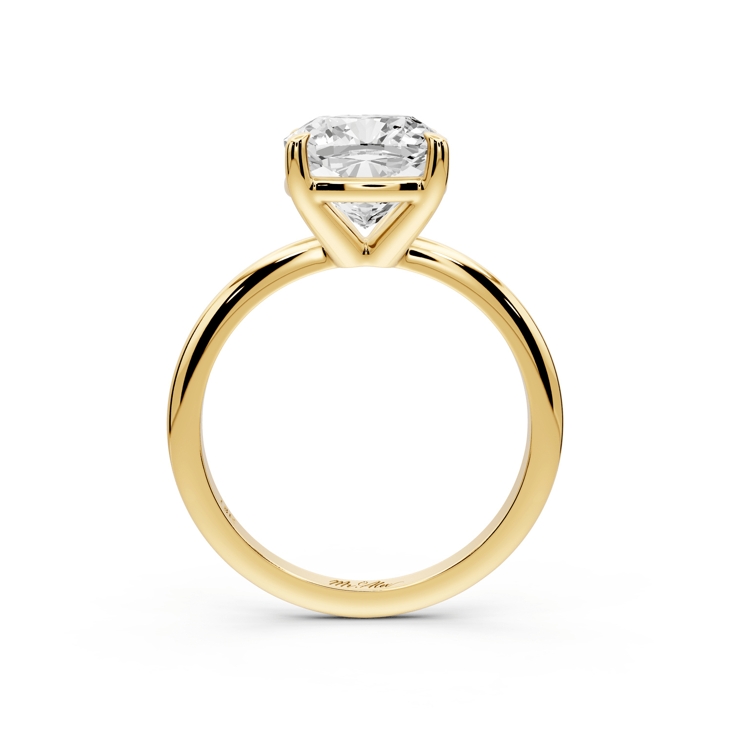 Odessa - 3ct 14k yellow gold cushion Knife Edge Solitaire Engagement Ring - Mr. Alex Jewelry