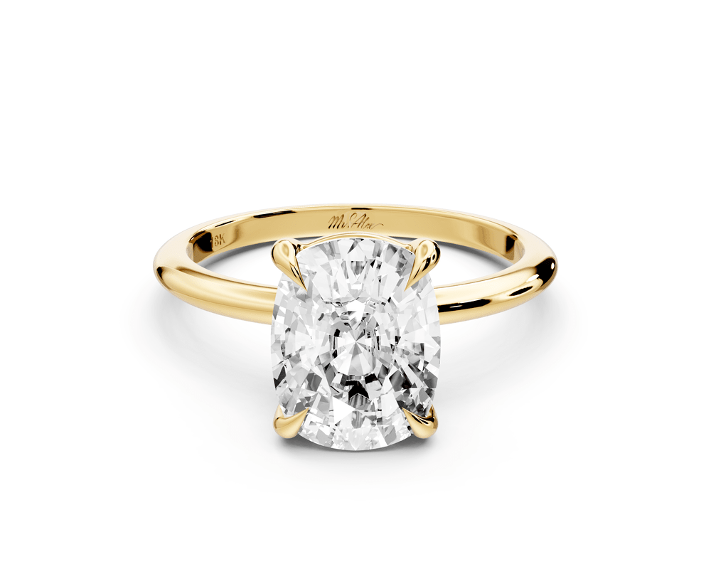 Odessa - 3ct 14k yellow gold Elongated Cushion Knife Edge Solitaire Engagement Ring - Mr. Alex Jewelry