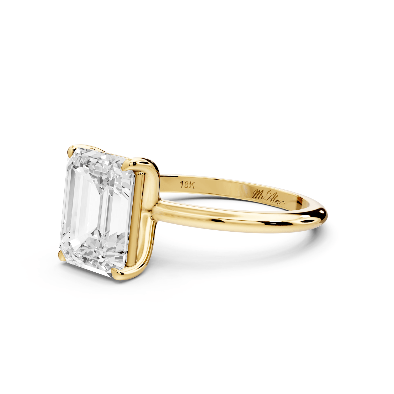 Odessa - 3ct 14k yellow gold emerald Knife Edge Solitaire Engagement Ring - Mr. Alex Jewelry