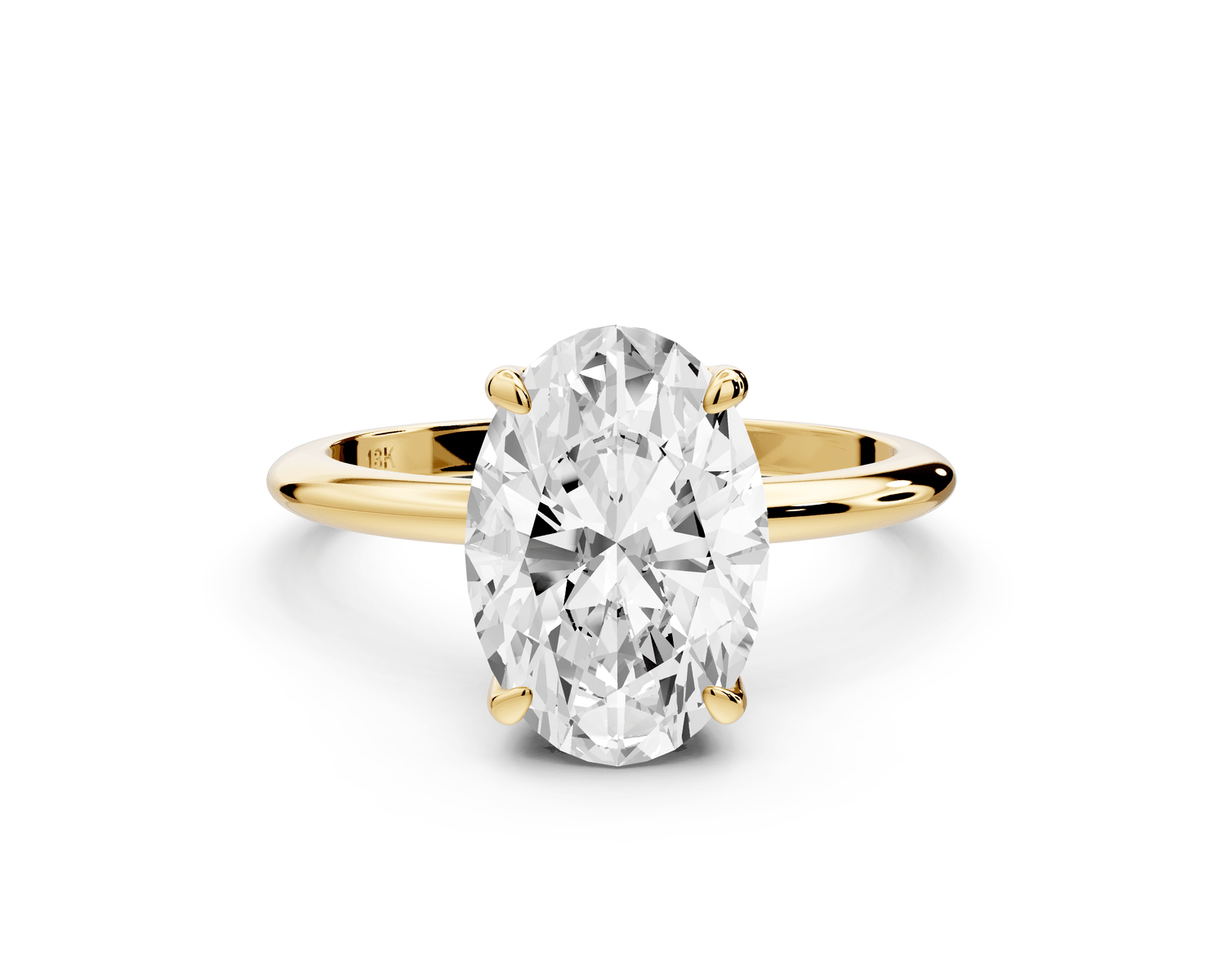 Odessa - 3ct 14k yellow gold oval Knife Edge Solitaire Engagement Ring - Mr. Alex Jewelry