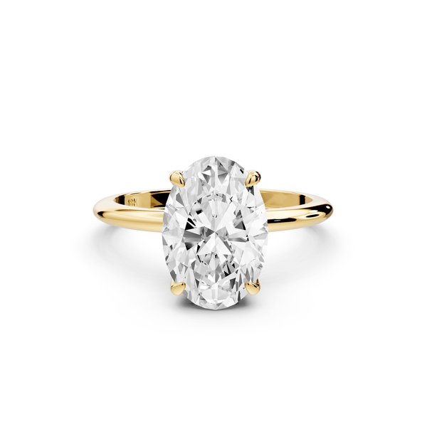 Odessa - 3ct 14k yellow gold oval Knife Edge Solitaire Engagement Ring - Mr. Alex Jewelry