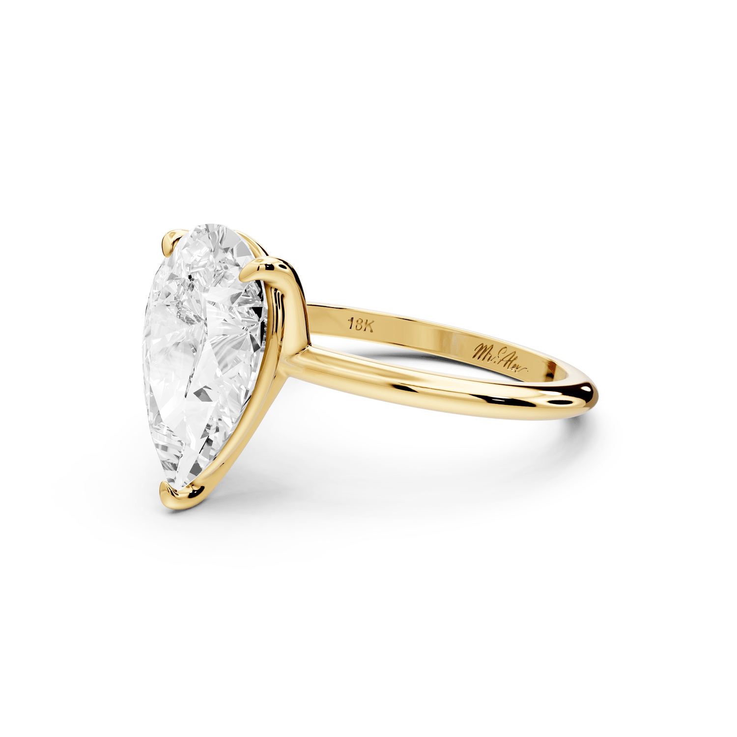Odessa - 3ct 14k yellow gold pear Knife Edge Solitaire Engagement Ring - Mr. Alex Jewelry
