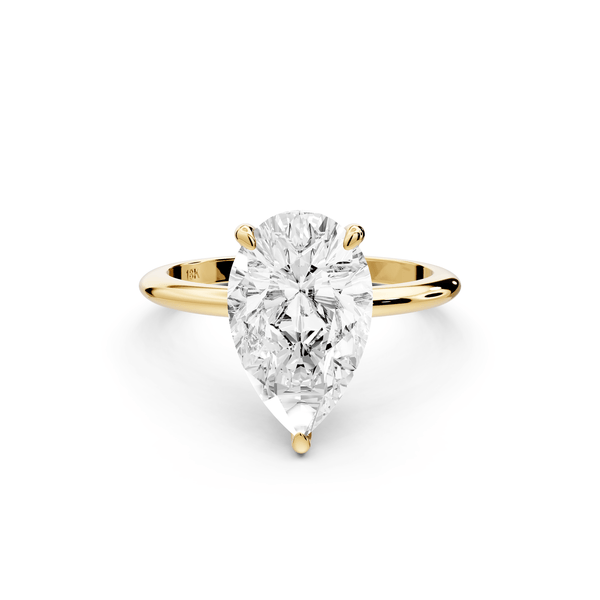 Odessa - 3ct 14k yellow gold pear Knife Edge Solitaire Engagement Ring - Mr. Alex Jewelry