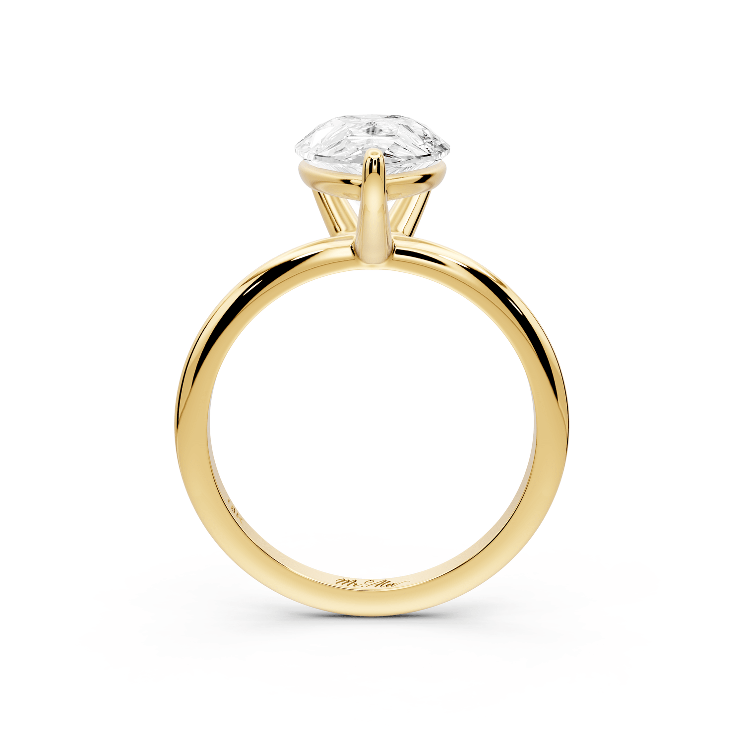 Odessa - 3ct 14k yellow gold pear Knife Edge Solitaire Engagement Ring - Mr. Alex Jewelry