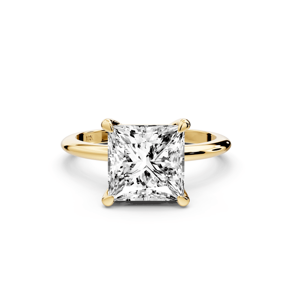 Odessa - 3ct 14k yellow gold princess Knife Edge Solitaire Engagement Ring - Mr. Alex Jewelry
