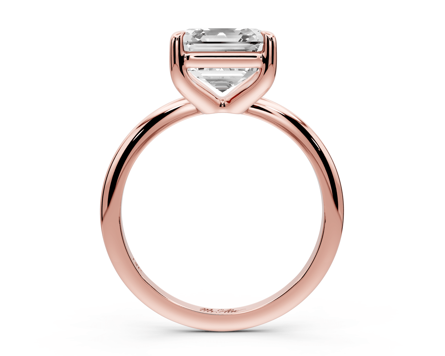 Odessa - 3ct 18k rose gold asscher Knife Edge Solitaire Engagement Ring - Mr. Alex Jewelry