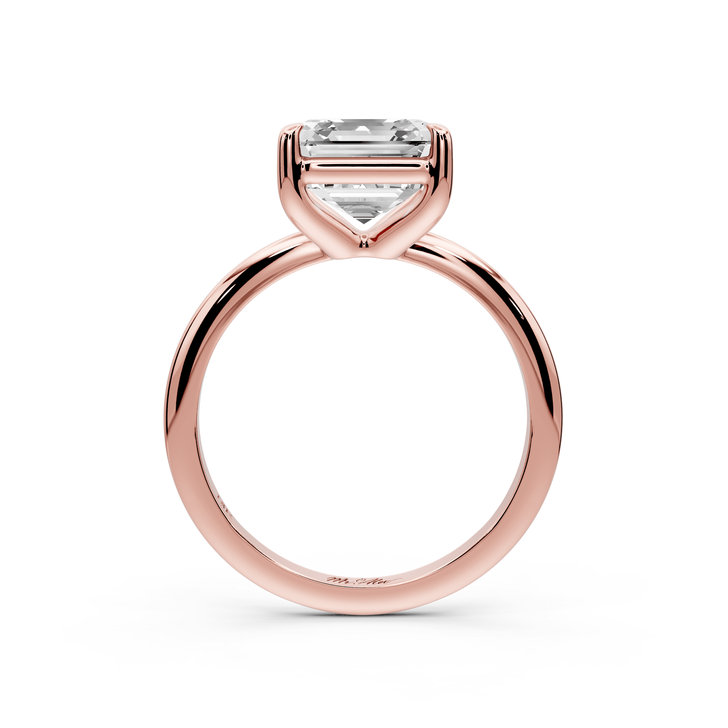 Odessa - 3ct 18k rose gold asscher Knife Edge Solitaire Engagement Ring - Mr. Alex Jewelry