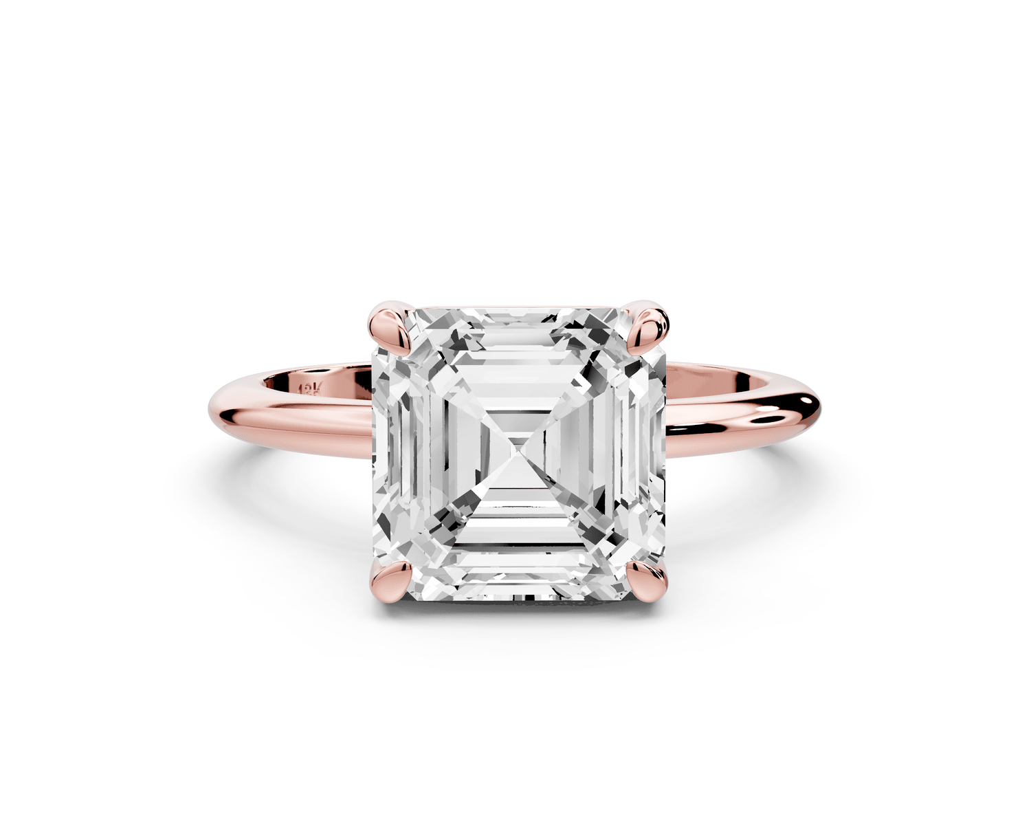 Odessa - 3ct 18k rose gold asscher Knife Edge Solitaire Engagement Ring - Mr. Alex Jewelry