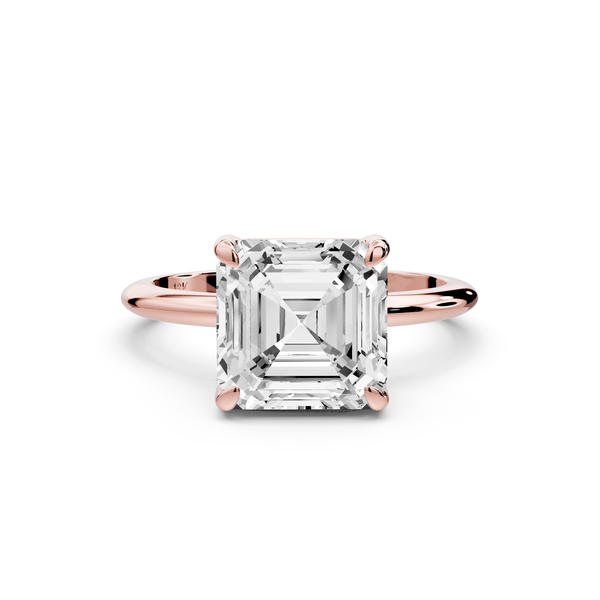 Odessa - 3ct 18k rose gold asscher Knife Edge Solitaire Engagement Ring - Mr. Alex Jewelry