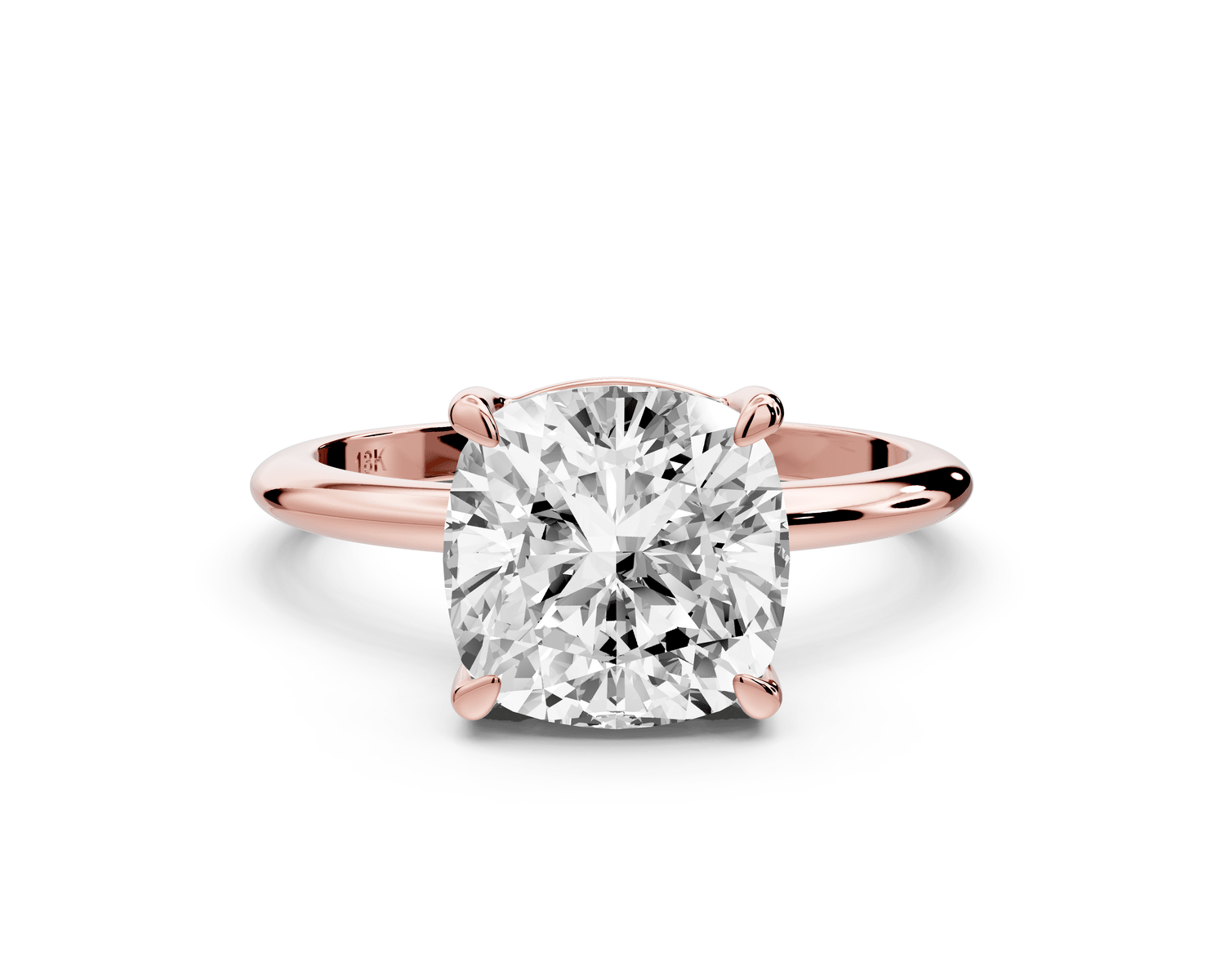 Odessa - 3ct 18k rose gold cushion Knife Edge Solitaire Engagement Ring - Mr. Alex Jewelry