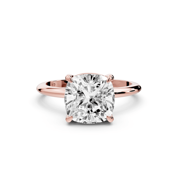 Odessa - 3ct 18k rose gold cushion Knife Edge Solitaire Engagement Ring - Mr. Alex Jewelry