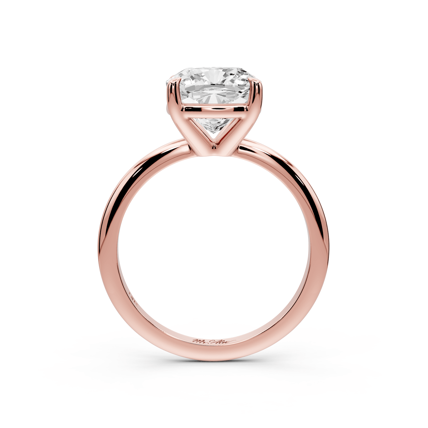 Odessa - 3ct 18k rose gold cushion Knife Edge Solitaire Engagement Ring - Mr. Alex Jewelry