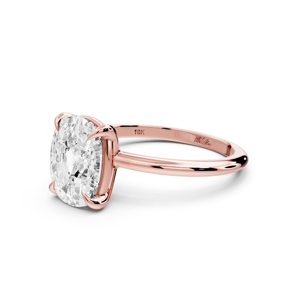 Odessa - 3ct 18k rose gold Elongated Cushion Knife Edge Solitaire Engagement Ring - Mr. Alex Jewelry