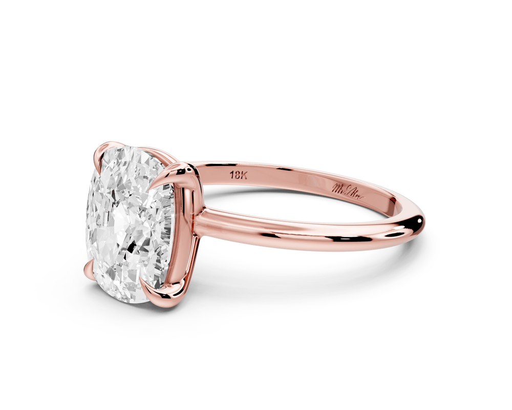 Odessa - 3ct 18k rose gold Elongated Cushion Knife Edge Solitaire Engagement Ring - Mr. Alex Jewelry