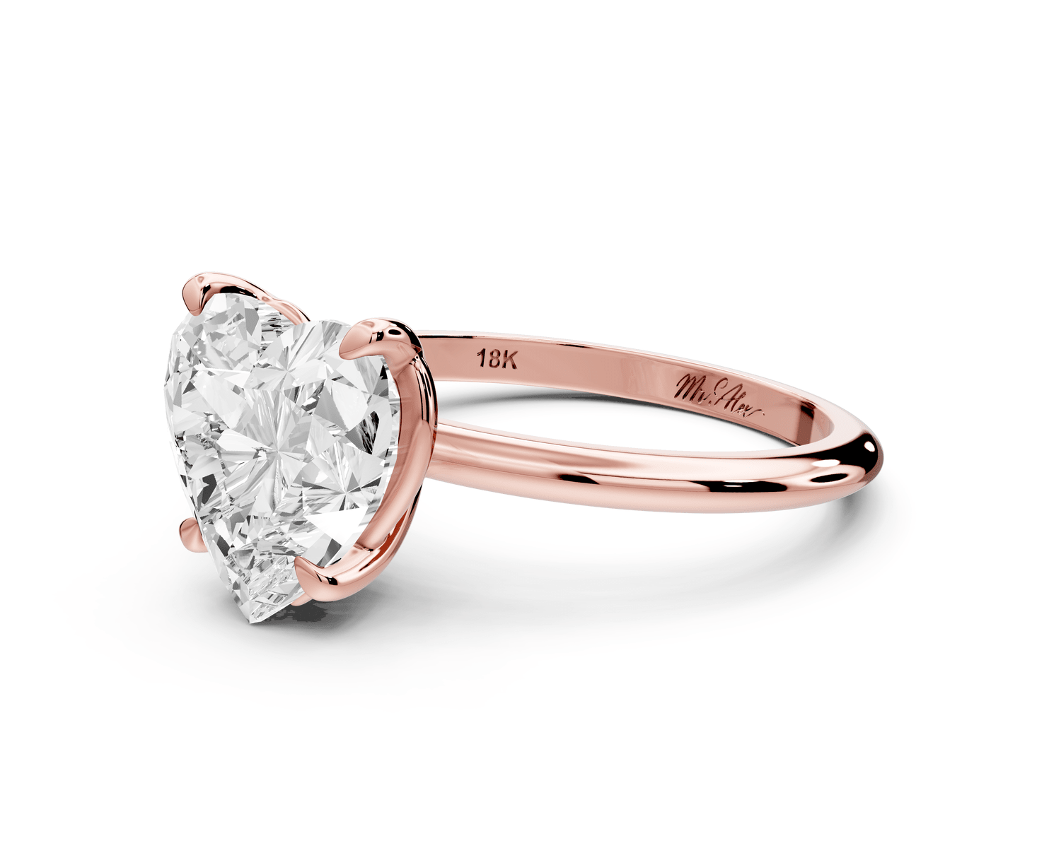 Odessa - 3ct 18k rose gold heart Knife Edge Solitaire Engagement Ring - Mr. Alex Jewelry