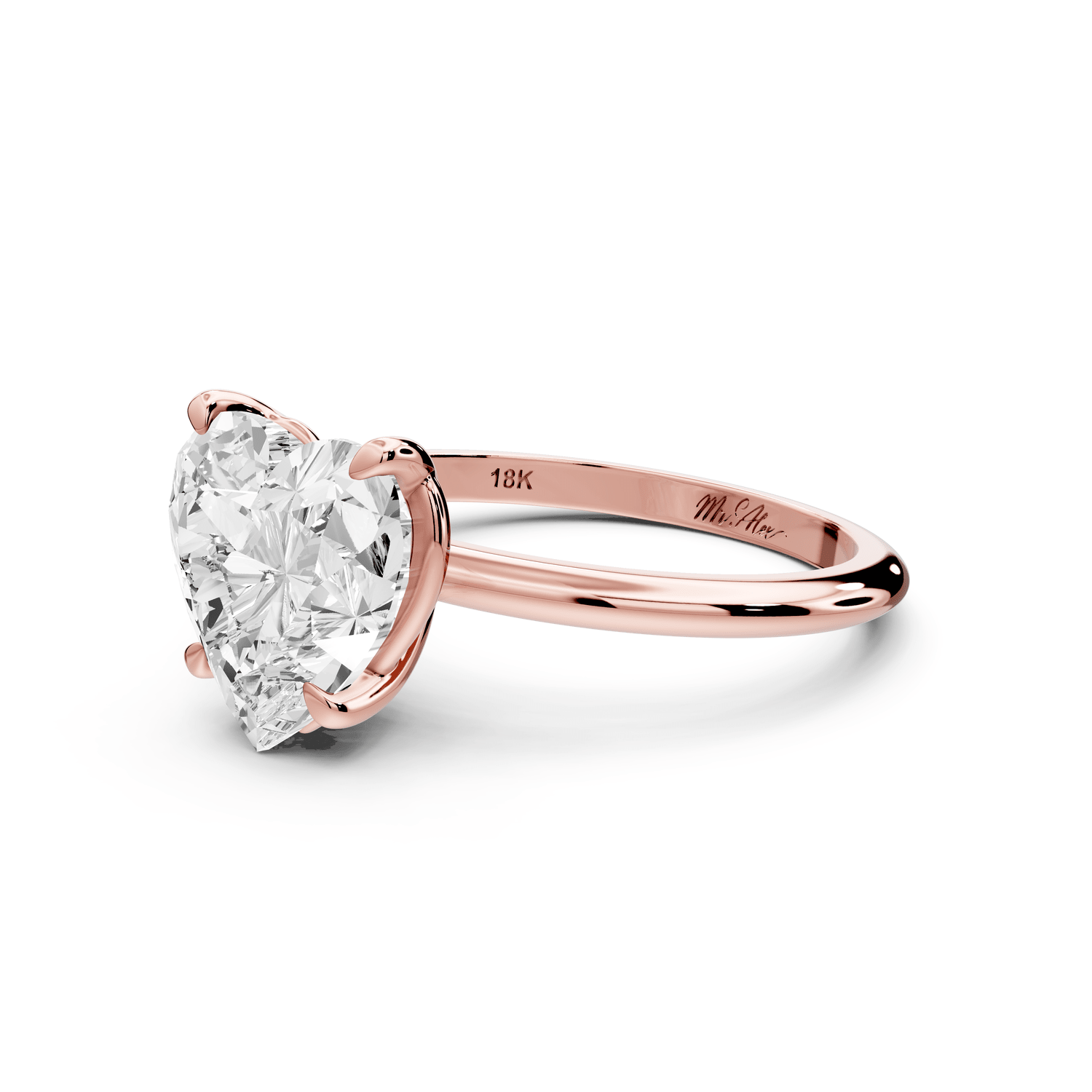 Odessa - 3ct 18k rose gold heart Knife Edge Solitaire Engagement Ring - Mr. Alex Jewelry