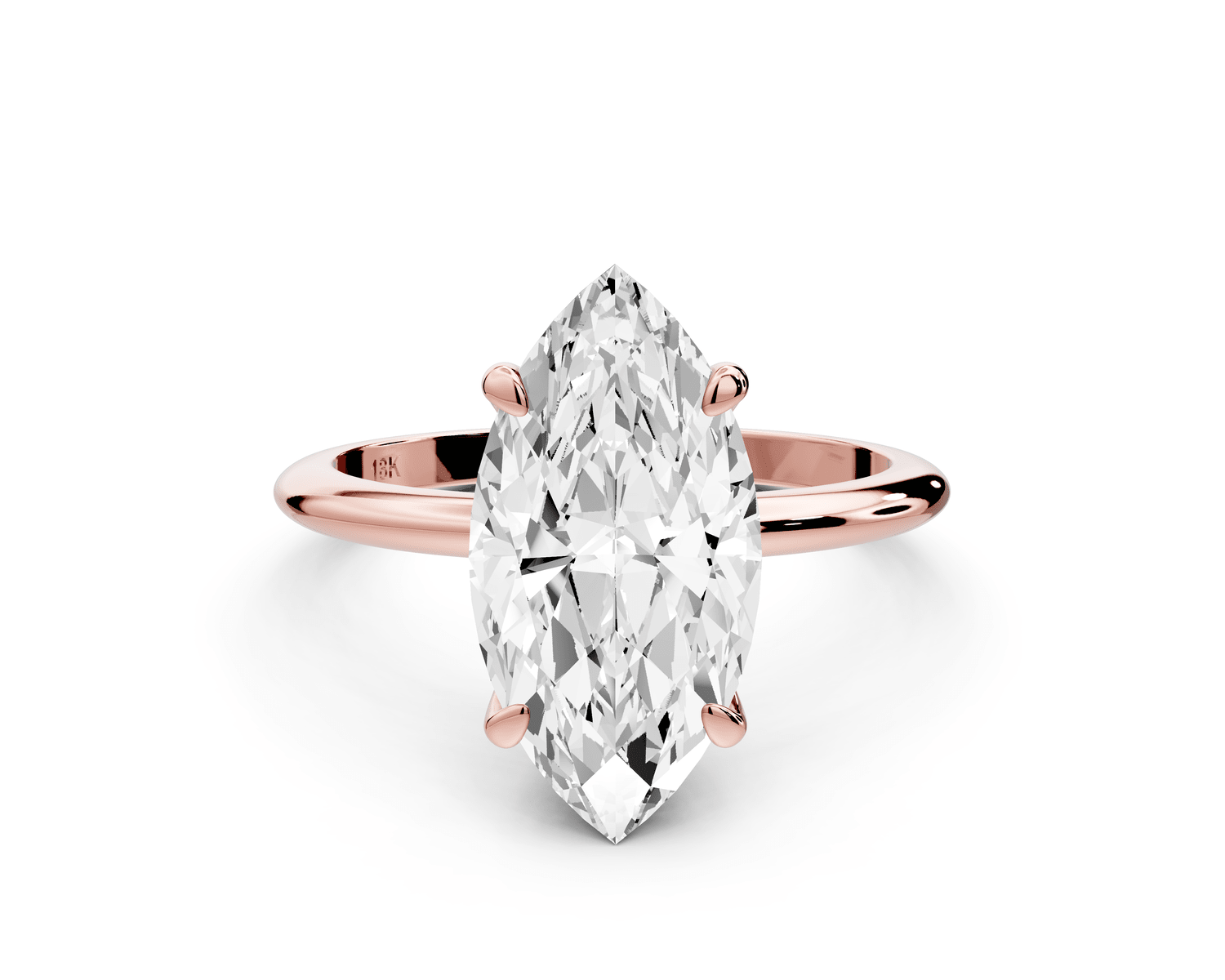 Odessa - 3ct 18k rose gold marquise Knife Edge Solitaire Engagement Ring - Mr. Alex Jewelry