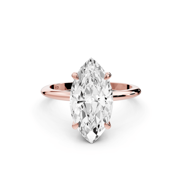 Odessa - 3ct 18k rose gold marquise Knife Edge Solitaire Engagement Ring - Mr. Alex Jewelry