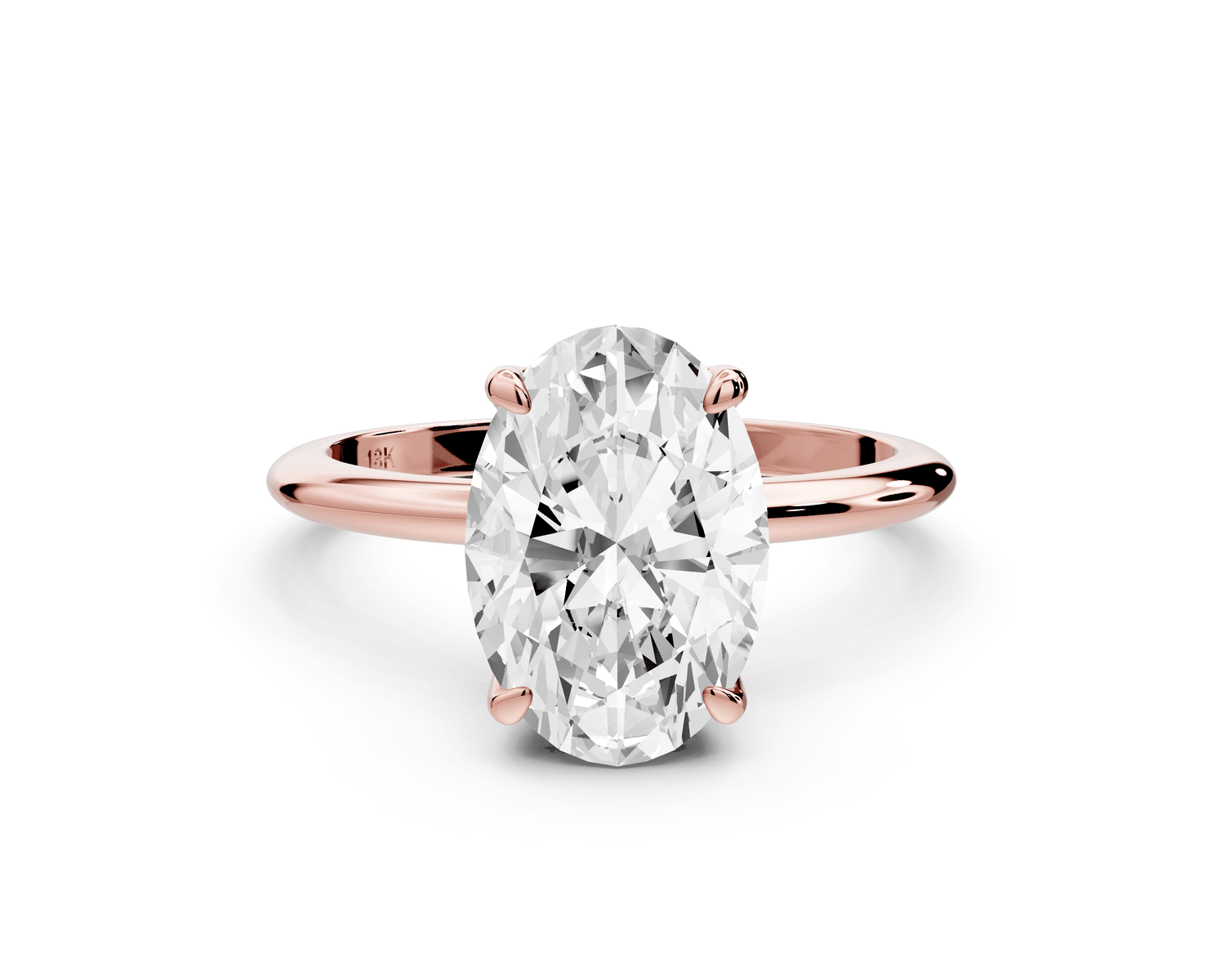 Odessa - 3ct 18k rose gold oval Knife Edge Solitaire Engagement Ring - Mr. Alex Jewelry
