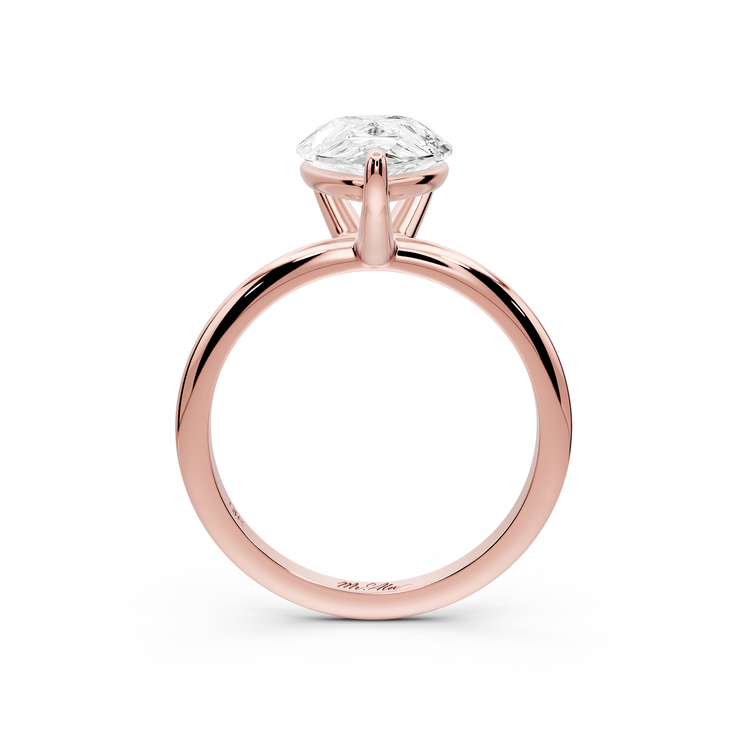 Odessa - 3ct 18k rose gold pear Knife Edge Solitaire Engagement Ring - Mr. Alex Jewelry