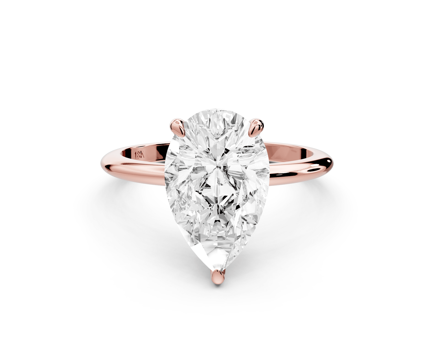 Odessa - 3ct 18k rose gold pear Knife Edge Solitaire Engagement Ring - Mr. Alex Jewelry